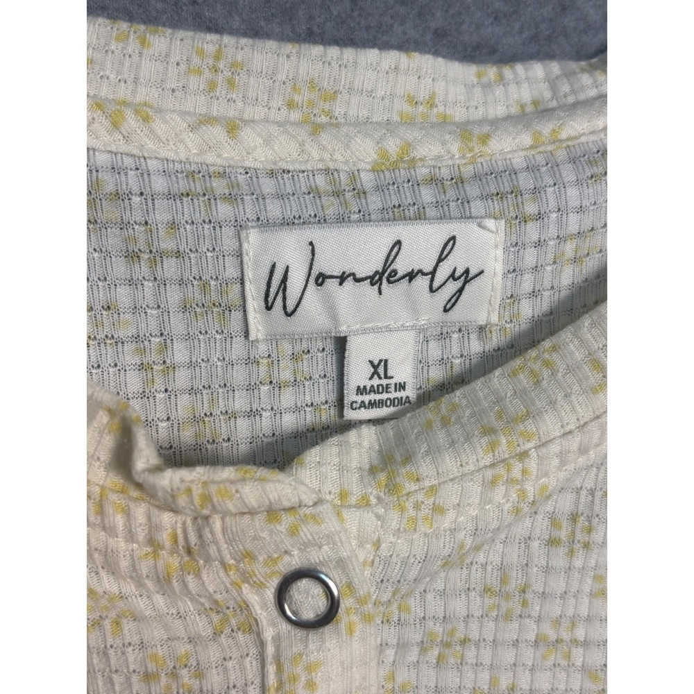 Wonderly Floral Henley Tunic Top XL Cottagecore Soft Girl Babydoll Euro Summer - Picture 3 of 9